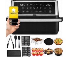 Megacrisp 11 litrų karšto oro gruzdintuvė, didelės galios 2800W, 6-in-1 daugiafunkcis virtuvės prietaisas, didelės talpos gruzdintuvė, orkaitė, grilis, džiovyklė, konvekcinė krosnelė