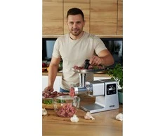 Mėsmalė Grindforce 7-in-1 metalinė mėsos malimo mašina malimui, sulčių spaudimui, smulkinimui, didelė galia 2500W, nerūdijančio plieno daugiafunkcis virtuvinis kombainas, 7 in 1 mėsos malūnėlis, metalinė mėsos malyklė su priedais, elektrinė pjaustyklė