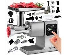 Mėsmalė Grindforce 7-in-1 metalinė mėsos malimo mašina malimui, sulčių spaudimui, smulkinimui, didelė galia 2500W, nerūdijančio plieno daugiafunkcis virtuvinis kombainas, 7 in 1 mėsos malūnėlis, metalinė mėsos malyklė su priedais, elektrinė pjaustyklė