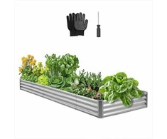 Metalinė pakeliama lysvė daržovėms ir gėlėms, didelė atviro dugno sodinimo dėžė, cinkuota sodo dėžė, lauko pakeliama lysvė