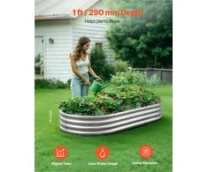Metalinė pakelta lysvė daržovėms, gėlėms, sukulentams, cinkuota atviro dugno konstrukcija, didelis 1.8 x 0.9 m lovelis, lauko sodo lysvė