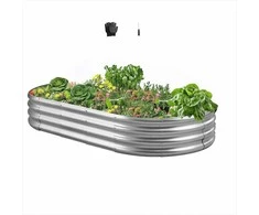 Metalinė pakelta lysvė daržovėms, gėlėms, sukulentams, cinkuota atviro dugno konstrukcija, didelis 1.8 x 0.9 m lovelis, lauko sodo lysvė