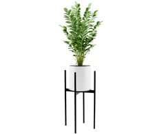 Metalinis augalų stovas gėlių vazonui, juodas, lofto stiliaus, 60 cm aukščio, kambarinis vazonų laikiklis, geležinis stovas augalams, dekoratyvinis padėklas gėlėms