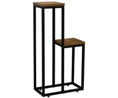 Metalinis gėlių stovas su mediniais padėklais dviems gėlėms Hazel, 67x34,5 cm