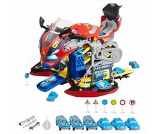 Motociklo mechaniko žaislas vaikams su nuimamomis dalimis, šviesomis ir garsais, STEM mokymosi rinkinys su lenktynių trasa, 6-in-1 žaidimas, motociklo variklio žaislas, vaikiškų dirbtuvių rinkinys, mechaniko žaislas mažyliams