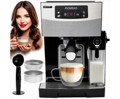 Mousso Automatinis slėginis kavos aparatas su pieno putų plakikliu, 20 bar nerūdijantis plienas, 1450W, espresso aparatas, kavos virimo aparatas su kapučinatoriumi