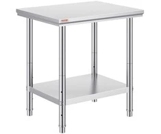 Nerūdijančio plieno darbo stalas, komercinis stalas, virtuvės stalas, restorano stalas, reguliuojamas aukštis, NSF sertifikuotas