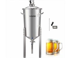 Nerūdijančio plieno kūginis fermentatorius 30 litrų namų alaus gamybos talpa, su reguliuojamomis kojelėmis ir integruotu termometru, 30 l fermentacijos kibiras, kūginio dugno fermentatorius