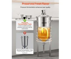 Nerūdijančio plieno kūginis fermentatorius 30 litrų namų alaus gamybos talpa, su reguliuojamomis kojelėmis ir integruotu termometru, 30 l fermentacijos kibiras, kūginio dugno fermentatorius