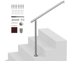Nerūdijančio plieno turėklai lauko laiptams, 800 mm ilgio, reguliuojamo kampo, verandos turėklas, terasos turėklas, lauko laiptų turėklas