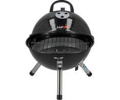 Nešiojamas grilis su anglimis, su 32 cm grotelėmis, apvalios formos, juodas BBQ stovyklavimui