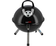 Nešiojamas grilis su anglimis, su 32 cm grotelėmis, apvalios formos, juodas BBQ stovyklavimui