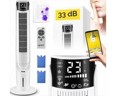 Nešiojamas oro aušintuvas, koloninis ventiliatorius namams ir biurui, tylus 33 dB, „6 viename“ funkcijos, WiFi valdymas, nešiojamas garavimo aušintuvas, koloninis ventiliatorius su drėkintuvu, oro gryninimo ventiliatorius, oro vėsintuvas
