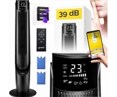 Nešiojamas oro aušintuvas koloninis ventiliatorius, tylus „6 viename“ oro grynintuvas su aromaterapija, valdomas „Wi-Fi“, 39 dB triukšmas, nešiojamas garavimo aušintuvas, koloninis ventiliatorius su jonizatoriumi, drėkintuvas ventiliatorius, oro vėsintuvas