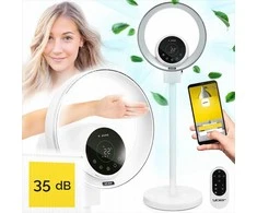 Pastatomas ventiliatorius be menčių 4in1 su oro gryninimo funkcija ir naktine lempa, WiFi valdymas, HEPA filtras ir UV lempa, išmanus ventiliatorius namams, oro valytuvas