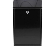 Pašto dėžutė, 400x250x100mm, juodas plienas, su užraktu ir raktu, prie sienos montuojama pašto dėžutė, saugi pašto dėžutė