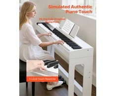 Pasvertas skaitmeninis pianinas 88 pilnai pasverti klavišai pradedantiesiems, su stovu ir trigubu pedalu, Bluetooth ir MIDI jungtimis, įrašymo funkcija, 280 tonų