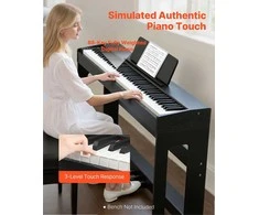 Pasvertas skaitmeninis pianinas pradedantiesiems, pilnai pasverta 88 klavišų klaviatūra su stovu, trigubu pedalu, 280 tonų, „Bluetooth“ ir MIDI, įrašymo funkcija