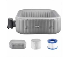 Pripučiama sūkurinė vonia 4–6 asmenims, nešiojamas kvadratinis SPA su 130 purkštukų, energiją taupantis PVC lauko SPA, pripučiama lauko vonia