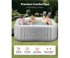 Pripučiama sūkurinė vonia 4–6 asmenims, nešiojamas kvadratinis SPA su 130 purkštukų, energiją taupantis PVC lauko SPA, pripučiama lauko vonia
