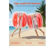 Pripučiami bamperio kamuoliai lauko sporto žaidimams, patvarus storas PVC sumo zorb kamuolys, raudonų dryžių žaislas žaidimų aikštelei
