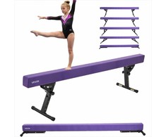 Reguliuojamas gimnastikos balansavimo buomas vaikams, 2,44 m ilgio, 5 aukščio nustatymai, violetinis, naudojimui namuose ir sporto salėje, reguliuojamas balansavimo buomas, gimnastikos treniruočių buomas, gimnastikos įranga vaikams