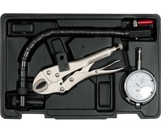 Rinkinys stabdžių diskų mušimo matavimui, indikatorius 0.01 mm, diskų tikrinimo įrankis