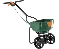 Rotacinis trąšų ir smėlio barstytuvas sodui, 15 litrų talpos, reguliuojamas barstymo plotis, žolės sėklų barstytuvas, druskos barstytuvas