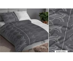 Satininės patalynės komplektas 160x200 cm, pilkas ir baltas geometrinis raštas, su užtrauktuku, medvilninės patalynės komplektas, minkštos patalynės komplektas
