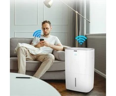 Secco Oro sausintuvas su integruotu siurbliu iki 150 m², 60 L per dieną, Wi-Fi valdymas, „trys viename“ džiovinimas ir oro gryninimas, automatinis oro sausintuvas, drėgmės reguliatorius, buitinis drėgmės surinkėjas