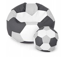 Sėdmaišis su pufu Ball XXXL, baltas/pilkas