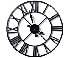 Sieninis laikrodis 50 cm, retro stiliaus, metalinis, juodas, tylus, vintažinis, senovinis, klasikinio dizaino