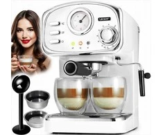 Slėginis kavos aparatas su pieno putų plakikliu, 1100W 20 bar, 1.2l vandens talpa, 10 puodelių talpa, namų espresso aparatas, pusiau automatinis kavos virimo aparatas