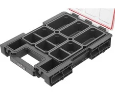 Smulkių detalių organizatorius, su 6 skyreliais, modulinis dizainas, 263x363x77 mm, sistemos laikymo dėžė