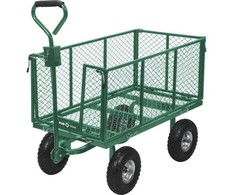Sodo vežimėlis medienai, lapams, dirvožemiui, 300kg, žalias. Sodo transportavimo vežimėlis.