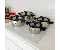 Starke Pro Nerūdijančio plieno puodų rinkinys su dangčiais indukcinėms kaitlentėms, 8 dalių įvairių dydžių indų rinkinys, virtuvės puodų komplektas, indaplovėje plaunami puodai
