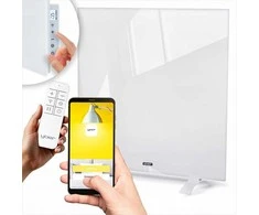 Stiklinis infraraudonųjų spindulių šildytuvas voniai 400W, WiFi išmanusis termostatas, sieninis arba pastatomas, infraraudonųjų spindulių vonios šildytuvas, stiklo skydo šildytuvas, išmanus šildymo prietaisas