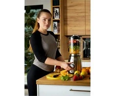 Stiklinis trintuvas 4 in 1, 2.4 litrų talpos kokteiliams ir malimui, nerūdijančio plieno korpusas, titano ašmenys, kelioniniai puodeliai, virtuvinis blenderis su smulkintuvu, maisto smulkintuvas