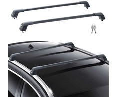 Stogo bagažinės skersinis su grioveliais šoniniams bėgiams, su apsauga nuo vagystės, universalūs stogo bagažinės skersiniai, automobilio stogo bagažinė, automobilio skersiniai