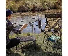 Sulankstomas kempingo stalas su krepšiu, 72 x 60 cm juodas, vandeniui atsparus plieno rėmas, nešiojamas lauko stalas, kelioninis sulankstomas staliukas, turistinis stalas su dėklu