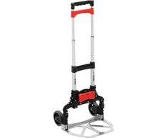 Sulankstomas vežimėlis sandėliui, lengvas, 60kg, aliuminio platforma, transportavimui