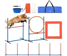 Šunų vikrumo treniruočių rinkinys, 4 dalių, PVC, reguliuojamas, nešiojamas