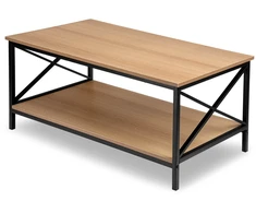 Svetainės kavos staliukas, palėpės stiliaus, su lentyna, 100 cm, modernus ąžuolo, industrinio stiliaus kavos staliukas, lofto stiliaus staliukas prie sofos