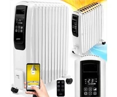 Tepalinis radiatorius 2500W su Wi-Fi ir laikmačiu, 10 sekcijų, taupantis energiją, tylus veikimas, tepalinis šildytuvas 2500W, Wi-Fi radiatorius, ekonomiškas šildymas