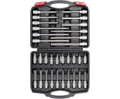 Torx raktų rinkinys 32 vnt., skirtas automobiliams ir technikai, Torx veržliarakčių rinkinys, Torx antgalių rinkinys, Torx galvučių rinkinys