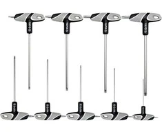 Torx veržliarakčių rinkinys su rankena 9 vnt, S2 plienas, T10-T50, žvaigždinių raktų rinkinys