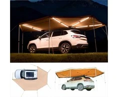 Transporto priemonės šoninė markizė 270 laipsnių su LED lemputėmis stovyklavimui, vandeniui atspari UV50+ ištraukiama automobilio pastogė, automobilio šoninė markizė, visureigio markizė, sunkvežimio stovyklavimo markizė