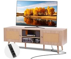TV staliukas Ratano televizoriaus stovas 65 colių televizoriui, ąžuolo spalvos, su įmontuotu lizdu