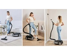 Tylus dulkių siurblys su maišeliu, HEPA filtru ir 6 priedais, žemas triukšmo lygis, 5 lygių galia, išmanus galios pasirinkimas, valdymas rankenoje, galingas namų valymas