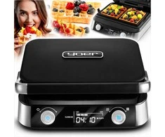 Vaflinė Fluffo Vaflių keptuvė 2 dideliems vafliams namų pusryčiams, 5 automatinės programos, reguliuojamas traškumas, dviguba vaflių keptuvė, automatinė vaflių keptuvė, elektrinis vaflių kepimo prietaisas